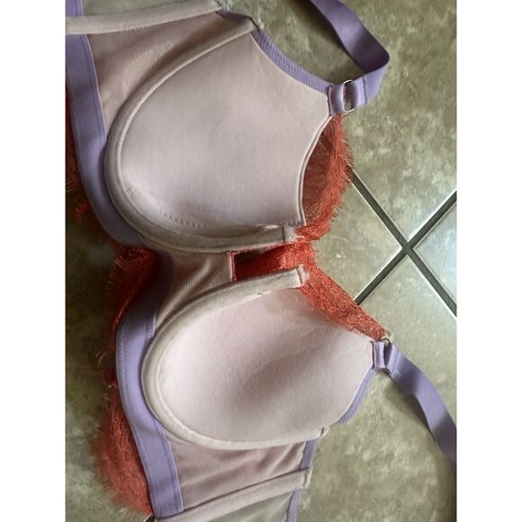 Dora Larsen 36D Multi Color Bra Pink Orange Lavender - Picture 4 of 6